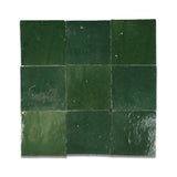 Handcrafted Tile Zellige 4x4 Wall Tiles - Direct from Fes - Emerald Green ( Per SQFT) - Custo&Co