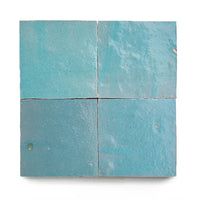 Custom Made Teal Blue Zellige Backsplash 4" x 4" (Per Sqft)