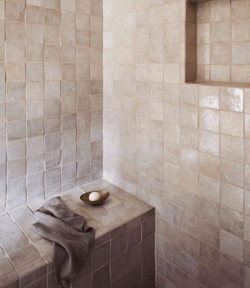 Custom Made Off White 4" x 4" Zellige Kitchen, Bathroom Backsplash Tiles (Per Sqft)