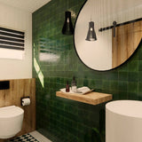 Handcrafted Tile Zellige 4x4 Wall Tiles - Direct from Fes - Emerald Green ( Per SQFT) - Custo&Co