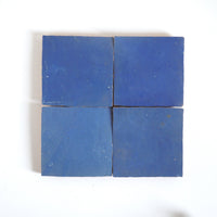 Royal Blue Zellige 4x4 Tile - Glossy Finish Kitchen Backsplash & Bath - Handtile