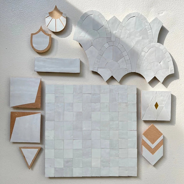 Snow Drift White Custom Made 2" x 2" Zellige Tiles (Per Sqft) - Custo&Co