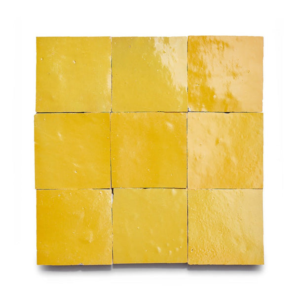 Custom Made Yellow Zellige Backsplash Tiles 4" x 4" (Perf Sqft)